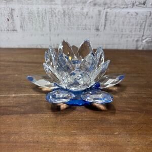 Crystal Lotus Flower Glass Candle Holder
